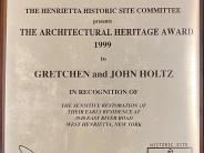 3940 East River Road - 1999 Architectural Heritage Award Plaque